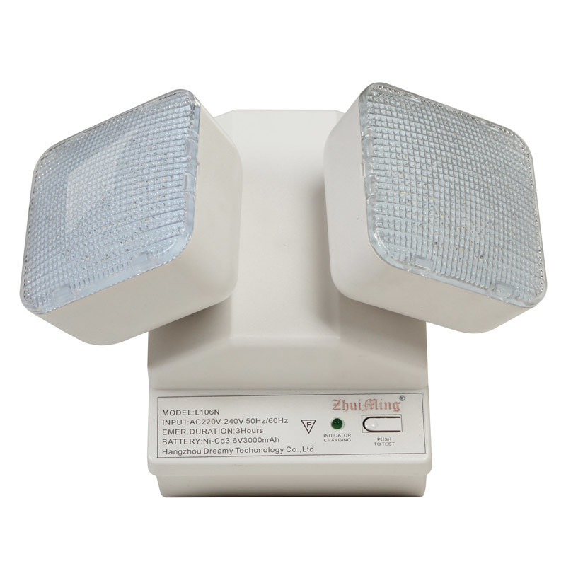 6W 트윈 스팟 LED 비상 조명 6500K 3.6V 3.0Ah Ni-Cd 배터리 PC 케이스 IP20